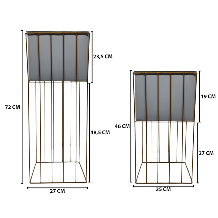 Set 2 Porta Macetero Pedestal Maceta Plantas Blanco Dorado