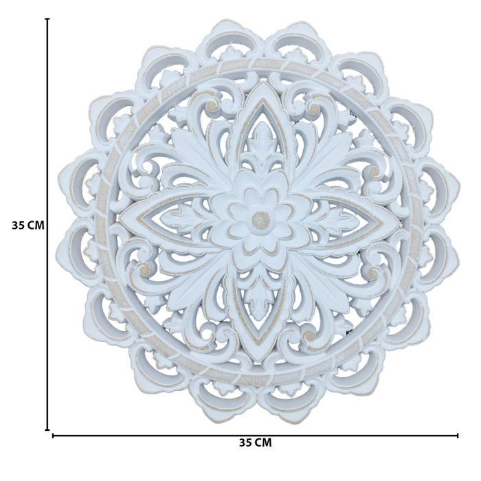 Cuadro De Madera Ornamental Mandala Blanco Decoracion Chico