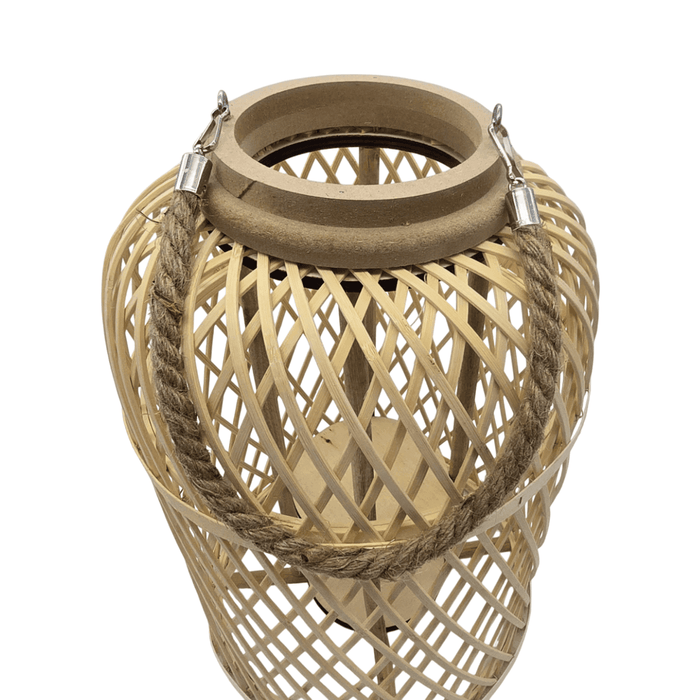 Candelabro De Bambu Natural Porta Vela Nordico Farol 40 CM - Fliperex