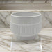 Macetero Maceta De Ceramica Lineas Relieve Blanco S - Fliperex