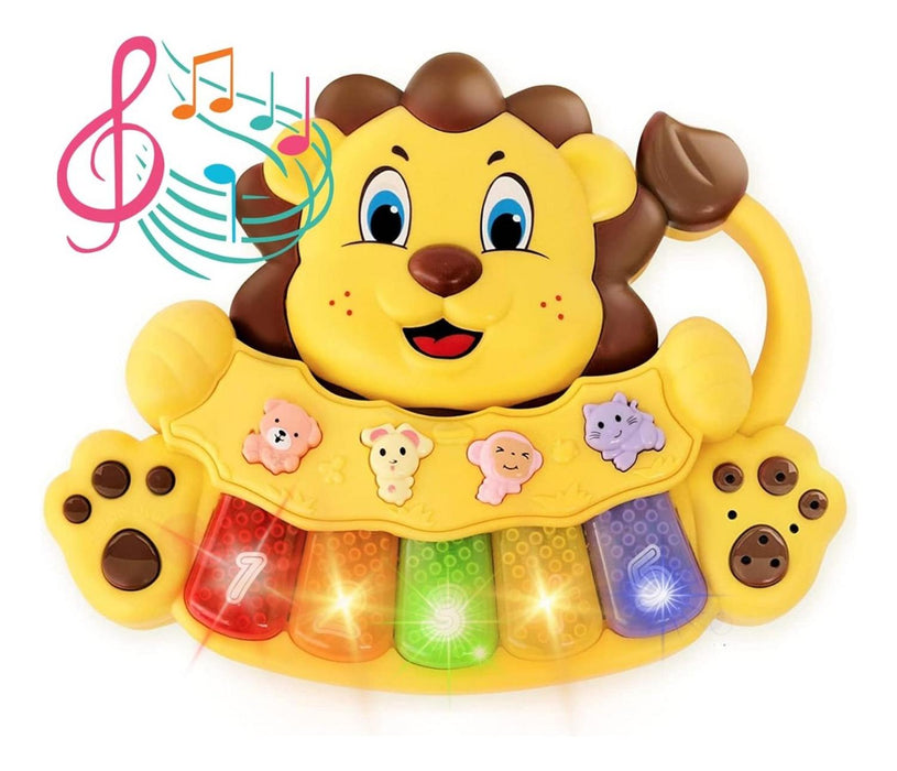 Juguete Piano Musical Con Luces Sonidos Animales Forma Leon