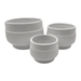 Set 3 Maceteros Maceta De Ceramica Lineas Relieve Blanco - Fliperex