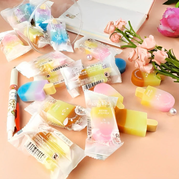 Set 3 Gomas De Borrar Paleta De Helado Kawaii Cute