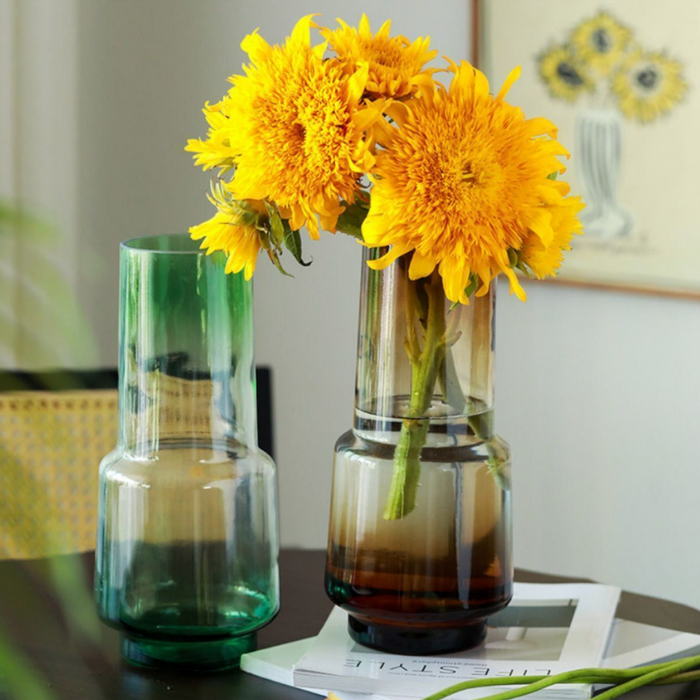 Florero Decorativo De Vidrio Cristal Con Diseño Tonos Café