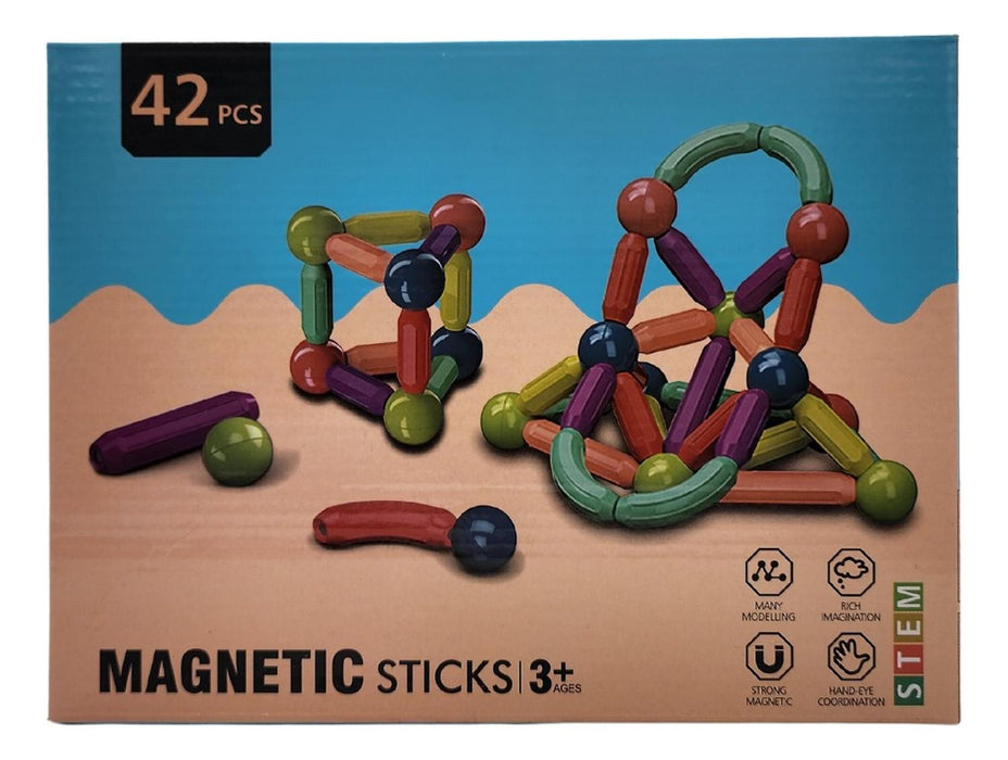 Juego Varillas De Construccion Magnetico Didactico 42 Piezas