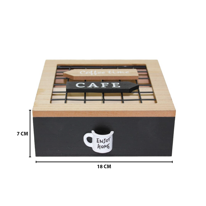 Caja De Te 4 Divisiones Tapa Con Diseño Decorativa Decohogar