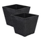 Set 2 Macetero Plastico Bajo Premium Base Cuadrada Conica L