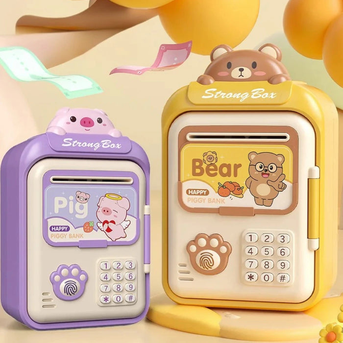 Alcancía Gato Caja Fuerte Kawaii Contraseña Sonido Y Huella