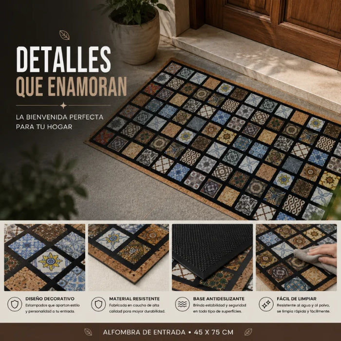 Alfombra Limpiapies Felpudo Alfombra De Entrada Cuadraditos
