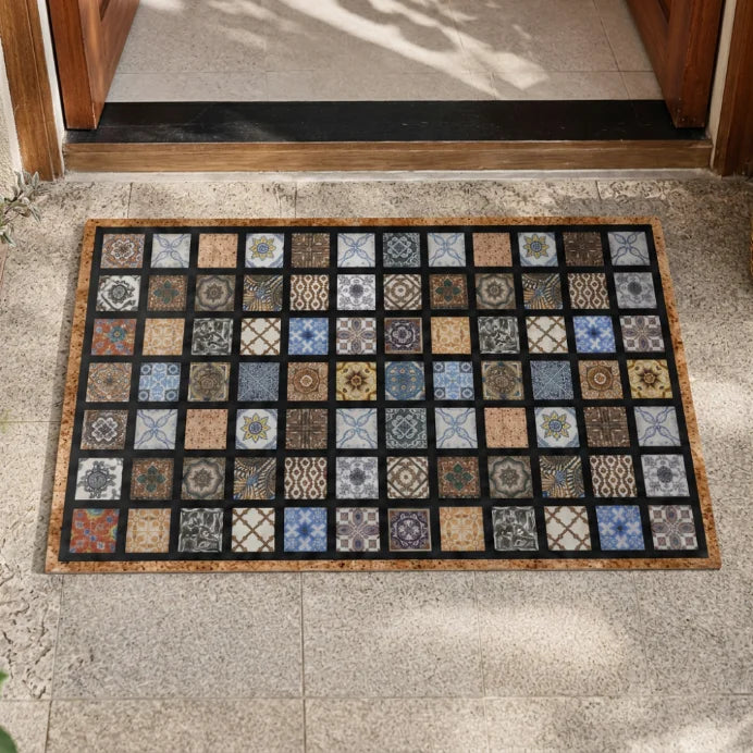 Alfombra Limpiapies Felpudo Alfombra De Entrada Cuadraditos
