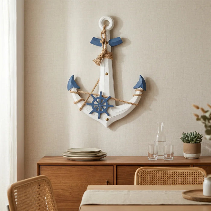 Ancla Decorativa De Madera Pared Estilo Nautico Marinero