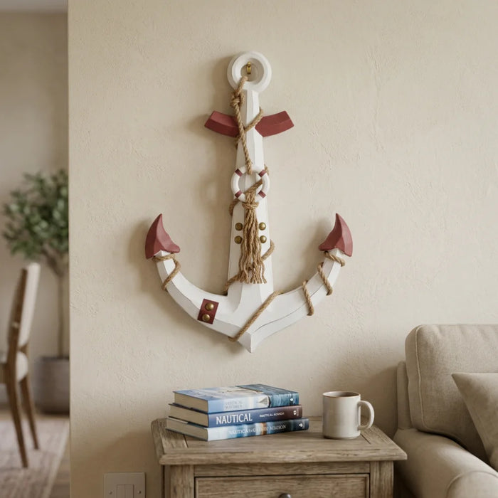 Ancla Decorativa De Madera Pared Estilo Nautico Marinero