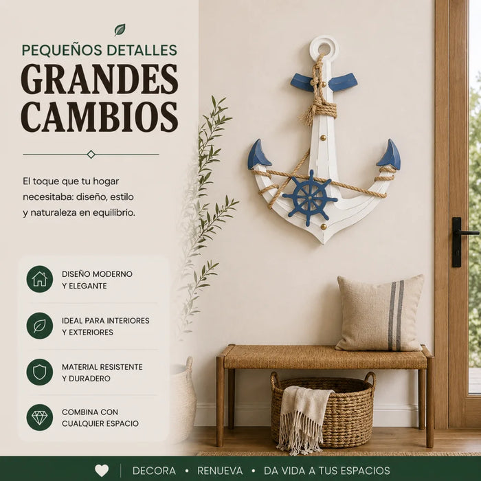 Ancla Decorativa De Madera Pared Estilo Nautico Marinero