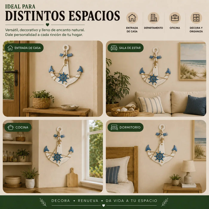 Ancla Decorativa De Madera Pared Estilo Nautico Marinero