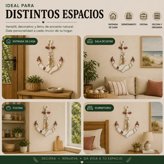 Ancla Decorativa De Madera Pared Estilo Nautico Marinero