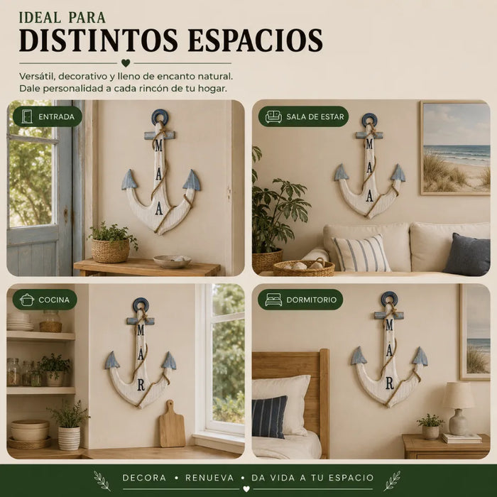 Ancla Decorativo De Madera Blanco Mar Para Pared Decoracion