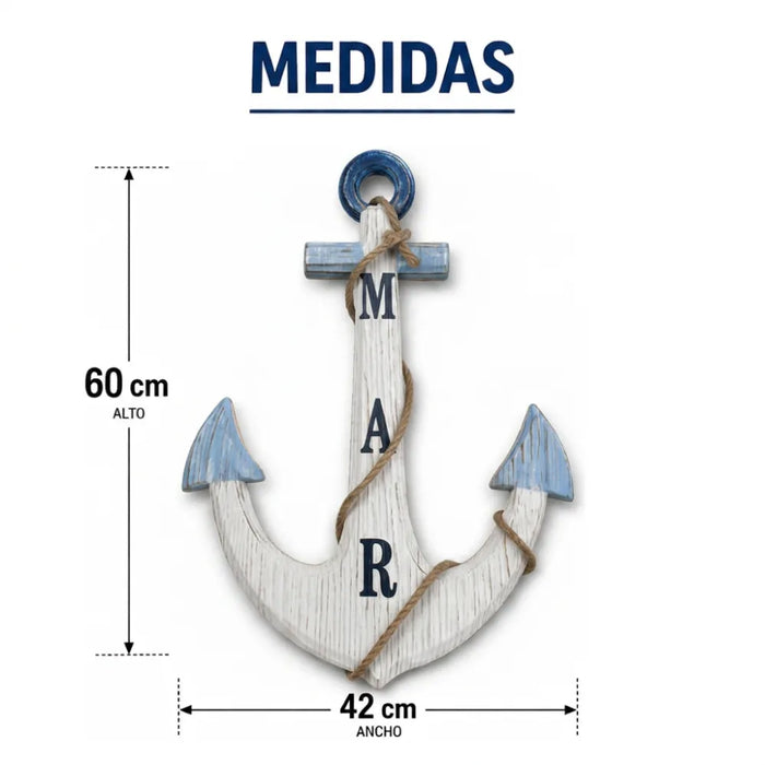 Ancla Decorativo De Madera Blanco Mar Para Pared Decoracion