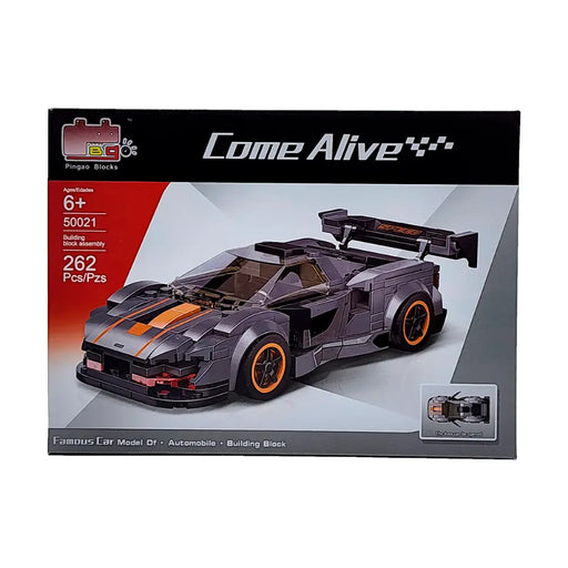 Auto De Carrera Deportivo Armable Gris Naranjo - Fliperex