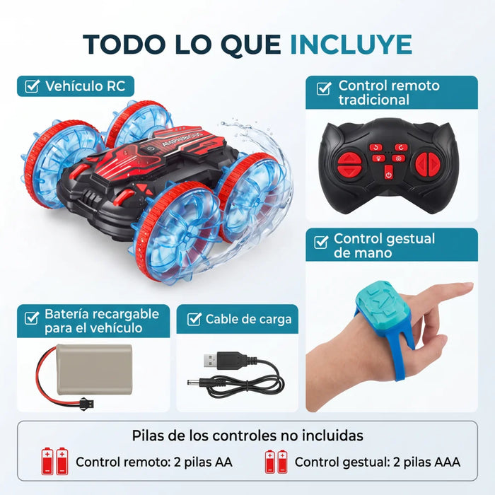 Auto Anfibio Control Remoto Agua Tierra Con Control De Mano