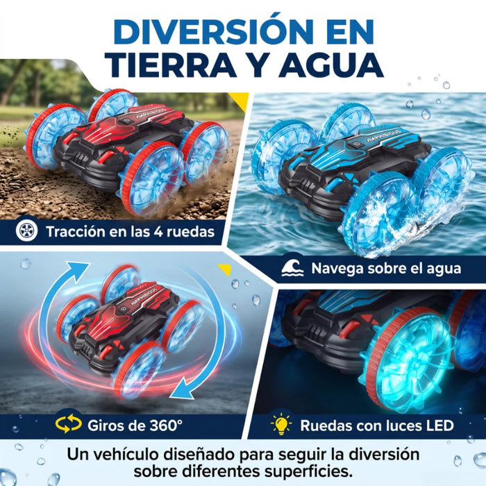 Auto Anfibio Control Remoto Agua Tierra Con Control De Mano