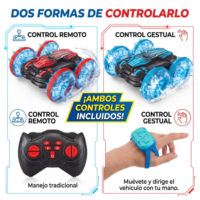 Auto Anfibio Control Remoto Agua Tierra Con Control De Mano