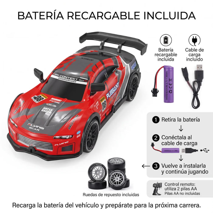 Auto Drift Control Rc Derrape Recargable Deportivo Luces