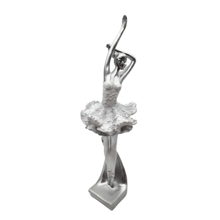 Bailarina Plateada Decorativa Dorada Figura Decorativa - Fliperex