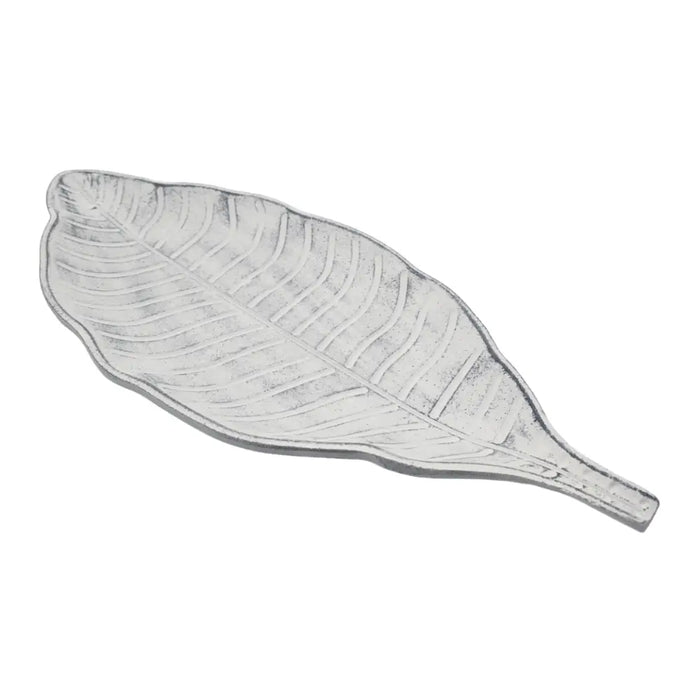 Bandeja Plato Decorativa Diseño De Hoja Blanca Con Negro - Fliperex
