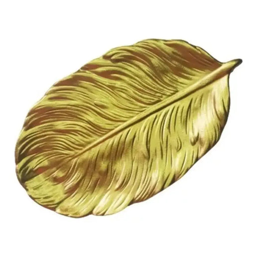 Bandeja Plato Decorativa Dorada Nordica Con Forma De Hoja - Fliperex