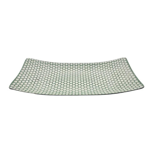 Bandeja Plato Rectangular Decorativa Verde Con Puntos Blanco - Fliperex