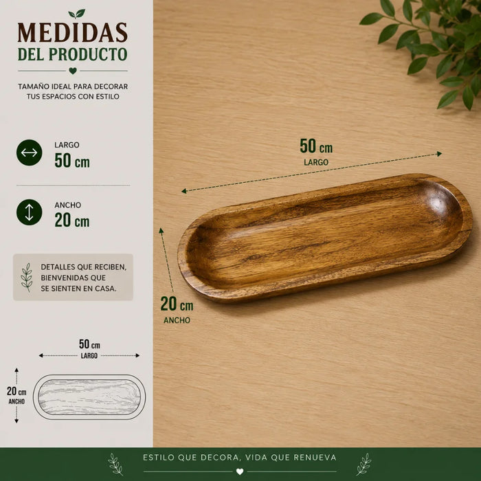 Bandeja de Madera Rustica Premium Multiuso Decorativa M