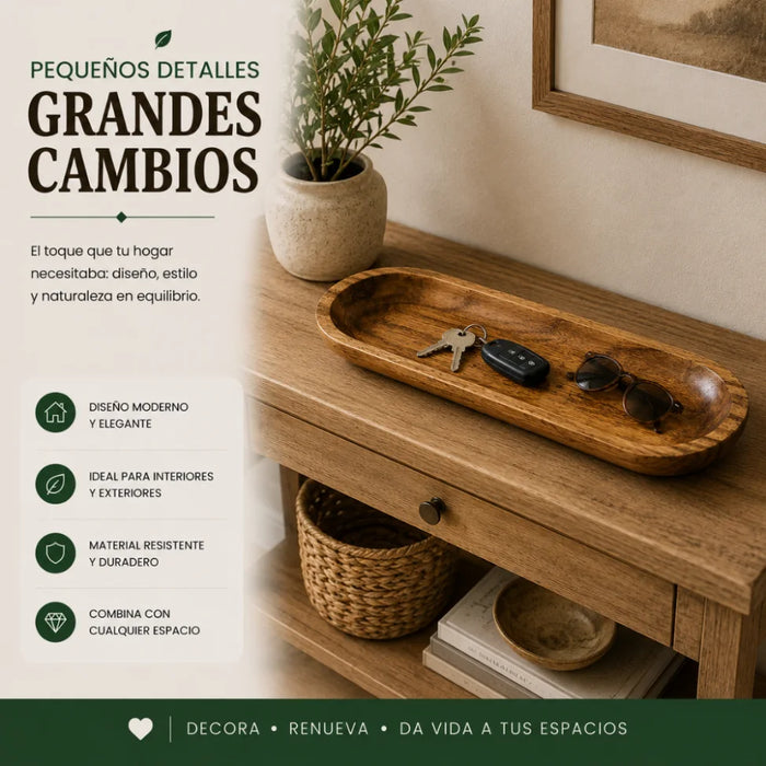 Bandeja de Madera Rustica Premium Multiuso Decorativa M