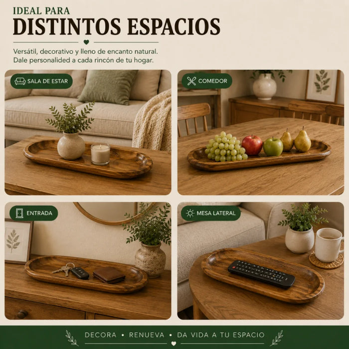 Bandeja de Madera Rustica Premium Multiuso Decorativa M
