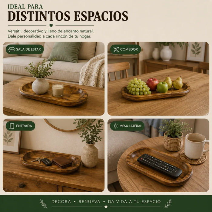 Bandeja de Madera Rustica Premium Multiuso Decorativa S
