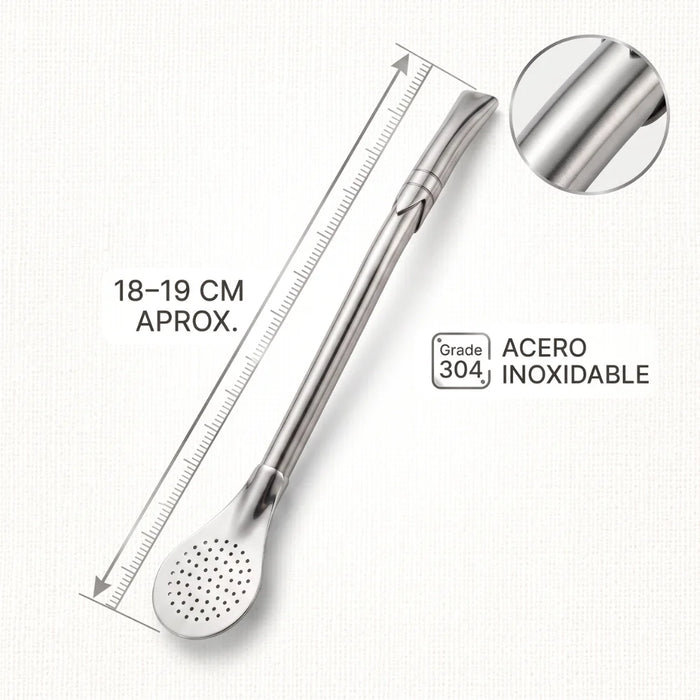 Bombillon Pico Rey Acero Inoxidable Con Limpiador