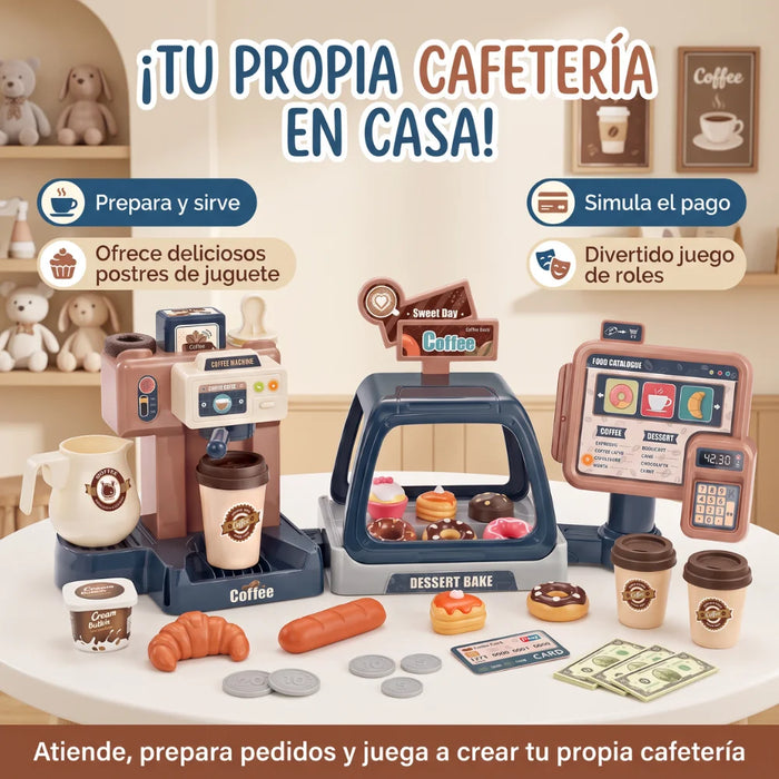 Cafeteria Infantil Con Caja Cafe Y Accesorios Juego De Roles