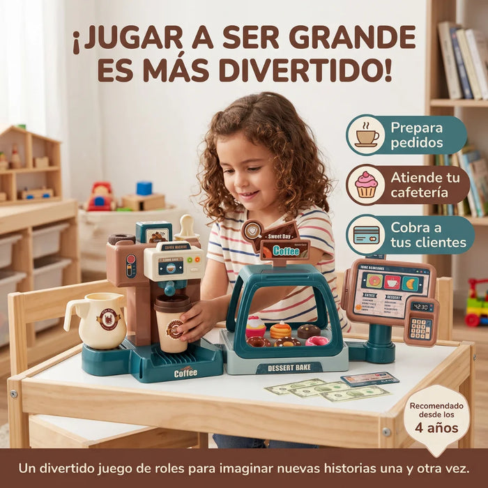 Cafeteria Infantil Con Caja Cafe Y Accesorios Juego De Roles