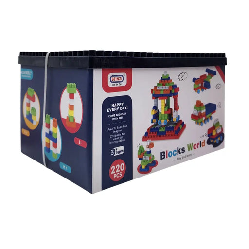Caja De Bloques Azul 220 Piezas Para Armar Y Divertirse - Fliperex