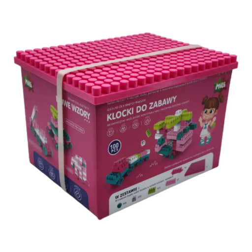 Caja De Bloques Rosada 100 Piezas Para Armar Y Divertirse - Fliperex
