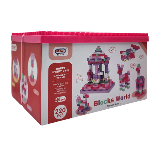 Caja De Bloques Rosada 220 Piezas Para Armar Y Divertirse - Fliperex