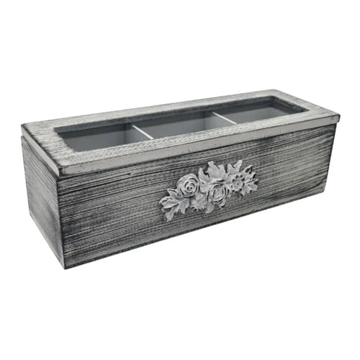 Caja De Te Porta Te Caja De Madera Para Te Gris 3 Divisiones - Fliperex