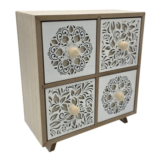 Caja Organizadora Multiuso Joyero Diseño 4 Cajones Blanco - Fliperex