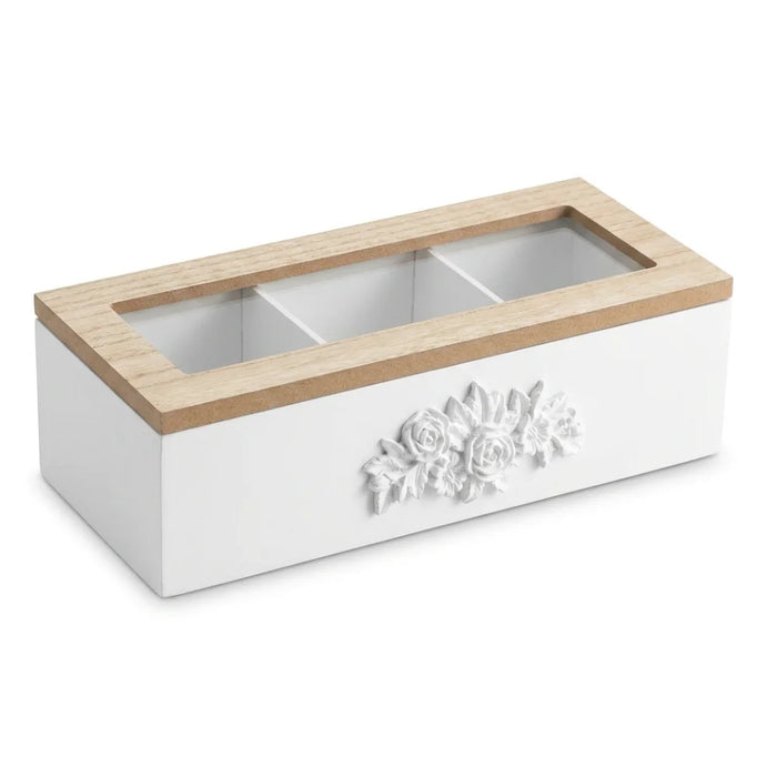 Caja De Te 3 Divisiones Tapa Con Diseño Decorativa Decohogar