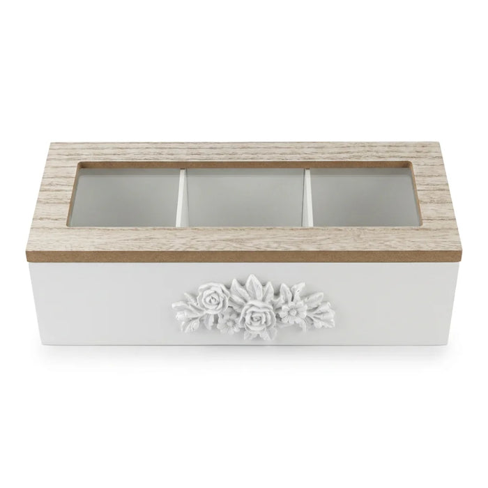 Caja De Te 3 Divisiones Tapa Con Diseño Decorativa Decohogar