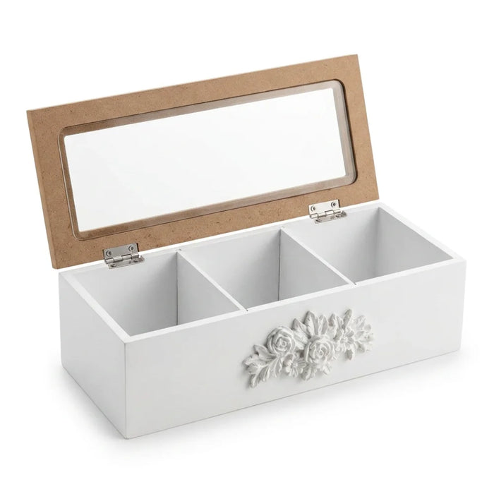 Caja De Te 3 Divisiones Tapa Con Diseño Decorativa Decohogar