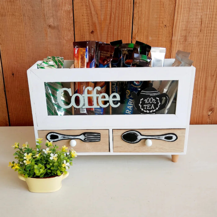 Caja De Te 4 Divisiones Con Cajones Estacion De Café Oficina