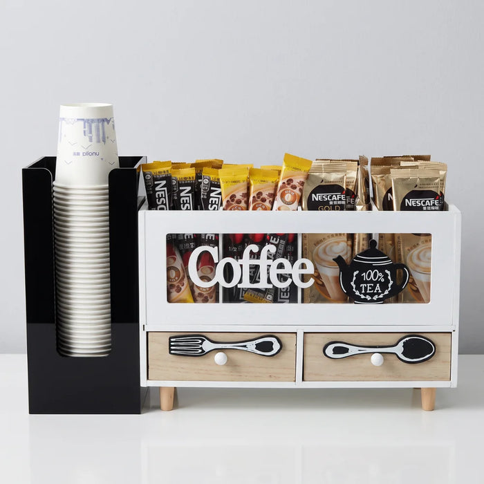 Caja De Te 4 Divisiones Con Cajones Estacion De Café Oficina