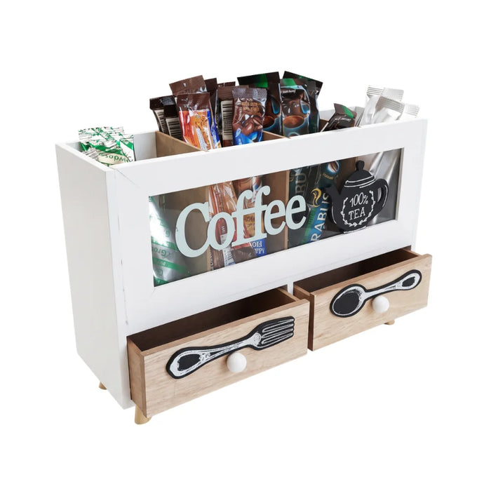 Caja De Te 4 Divisiones Con Cajones Estacion De Café Oficina