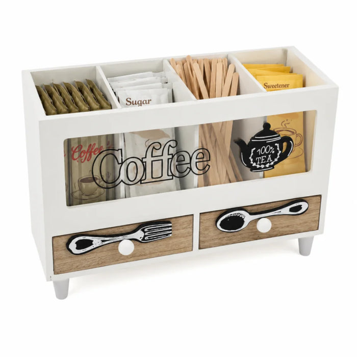 Caja De Te 4 Divisiones Con Cajones Estacion De Café Oficina