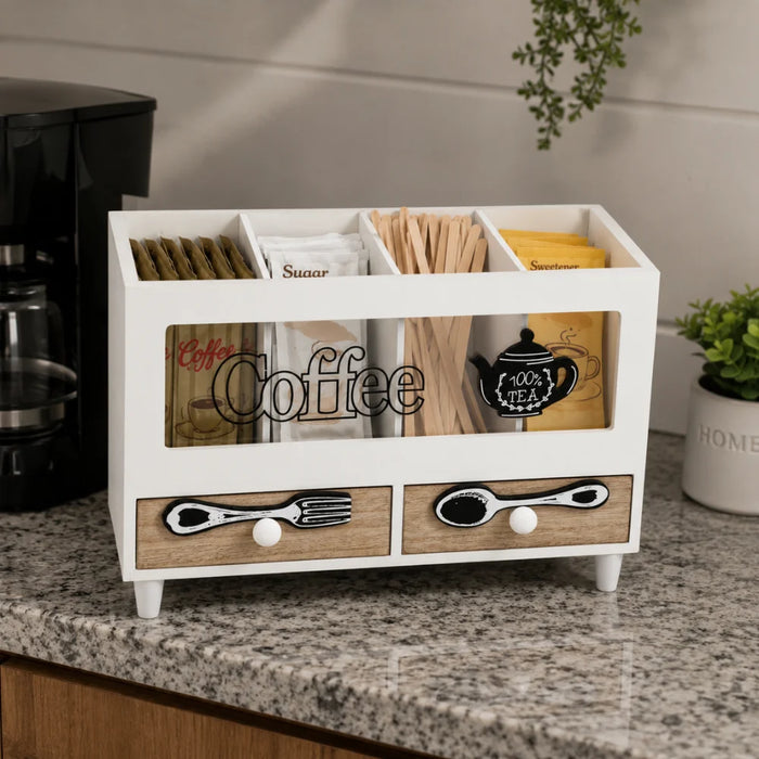 Caja De Te 4 Divisiones Con Cajones Estacion De Café Oficina